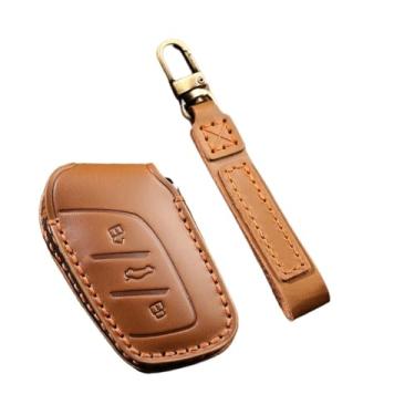 Imagem de Capa de couro para chave de carro, capa protetora compatível com mg 4 2023 mg4 ev mg hs gt zs ev zx mg5 mg6 roewe rx3 rx5 rx8 erx5 i6 i5(Brown)