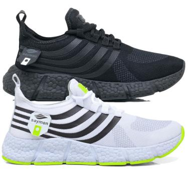 Imagem de Kit 2 Pares Tênis Academia New Saymon Masculino Feminino Confortável Corrida Fast Esportivo YyE-Unissex