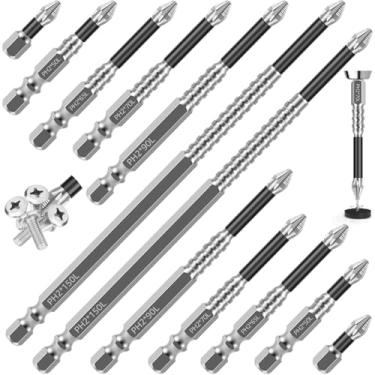 Imagem de Conjunto de 12/24 peças de chave de fenda de impacto de liga com dentes antiderrapantes Phillips conjunto de brocas magnéticas longas para chaves de fenda elétricas 25 + 50 + 65 + 70 90 + 150 mm