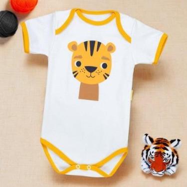 Imagem de Body Bebê Manga Curta Tigre Creme Conforto E Estilo-Masculino