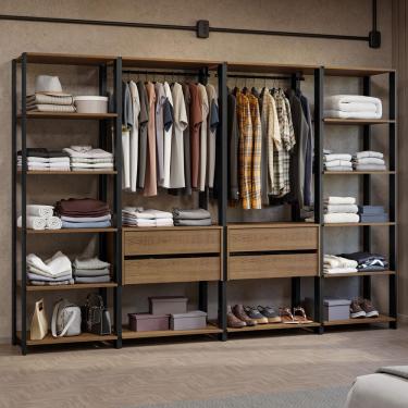 Imagem de Guarda-Roupa Closet Modulado Valencia 4 Gavetas 258cm Madesa 01
