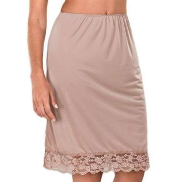 Imagem de Anágua chantal demillus saiote zero transparência com renda 11502, Beg