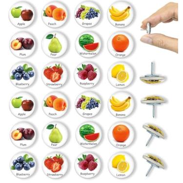 Imagem de 24 pinos de pressão, tachas decorativas para polegar, tachinhas e alfinetes, tachinhas de cortiça, adesivos decorativos para quadro de cortiça, organização de escritório ou casa