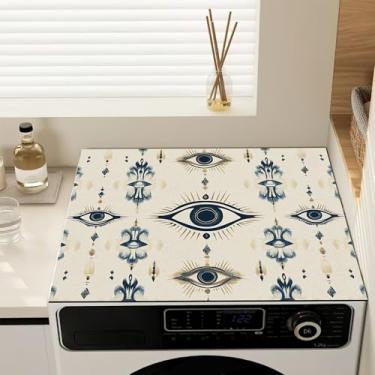 Imagem de Almofada de proteção contra poeira para máquina de lavar, antideslizante olho turco, capas de lavadora e secadora para a parte superior, tapete protetor de secadora para lavanderia, cozinha, 59,9 cm x