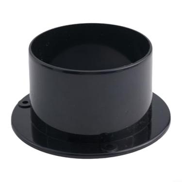 Imagem de Conector de tubo ABS Flange de ventilação redonda inodoro encaixe de duto preto para HVAC banheiro cozinha ar condicionado exaustor tamanhos 75 mm a 200 mm parede teto chão instalar espaços comerciais