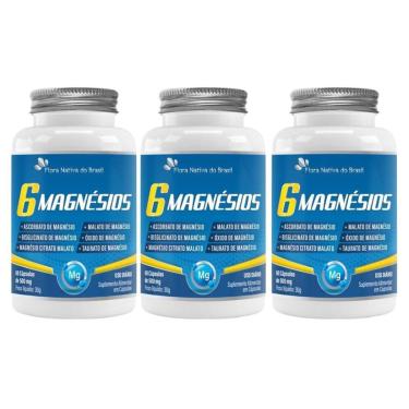 Imagem de 3x 6 Magnésios (Ascorbato, Bisglici, Citrato, Malato) 60 Caps Flora Nativa-Unissex