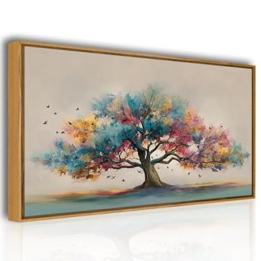 Imagem de QTUSYUR Arte de parede da árvore da vida - Impressão de arte de paisagem de natureza agrícola grande - Arte abstrata em tela de árvore em aquarela para quarto de fazenda, sala de estar, pintura