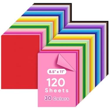 Imagem de 120 folhas de cartolina colorida, 30 cores sortidas, 21 x 28 cm, papel de construção, papel-cartão, papel para impressão de artesanato, scrapbook, dia dos namorados