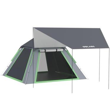Imagem de Golabs Barraca para 2 a 3 pessoas com dossel de acampamento de 4,6 x 2,5 m, configuração de 3 minutos por poste pré-anexado, impermeável PU1500 mm, parte superior de malha de 4 lados, porta e