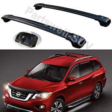 Imagem de YiXi-Partswell 2 peças de rack de teto travável barras transversais bagageiro alumínio adequado para Nissan Pathfinder R52 2013-2020 - preto