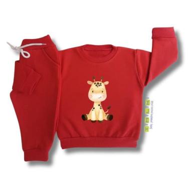 Imagem de Conjunto de Moletom Bebê Infantil inverno Unissex Zoo Girafa - Timilik