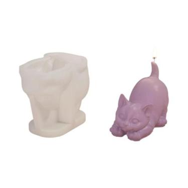 Imagem de Molde De Silicone 3D De Gatinho Fofo Para Velas, Sabonetes, Chocolate,
