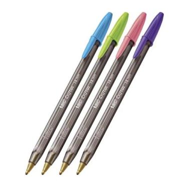 Imagem de Kit 4 Canetas Esferográfica Cristal Bic Bold 1.6mm
