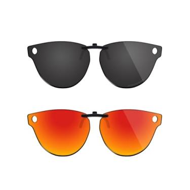 Imagem de Fiskr Óculos de sol polarizados clip-on para Ray-Ban Meta Skyler RW4010 & Gen 2 RW4014 52 mm - Proteção UV - Ajuste universal para homens e mulheres - Preto clássico e vermelho fogo