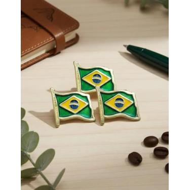 Imagem de Kit 3 Bottons Broche Bandeira Do Brasil Eventos Pin Em Metal - Somedal
