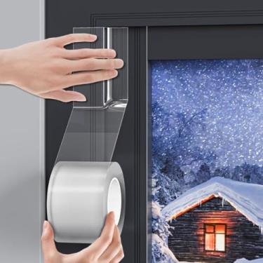 Imagem de Fita isolante de vedação para portas e janelas, 3 cm x 10 m, transparente, impermeável, durável, faixa impermeável para janelas de inverno, adesivo de ar frio