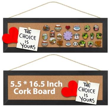 Imagem de Quadro de avisos de cortiça, quadro pequeno de 14 x 42 cm, quadro de avisos para parede, quadro de pinos para exibição de armazenamento de pinos (BK-1442-2P)