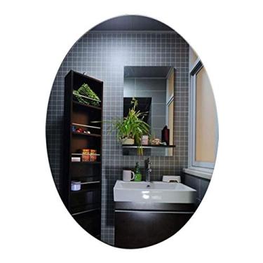 Imagem de Espelho oval de parede espelho sem moldura espelho de vaidade HD espelho de barbear espelho de maquiagem espelho de banheiro espelho de banheiro entradas de banheiro banheiros (tamanho: 50 x 70 cm)