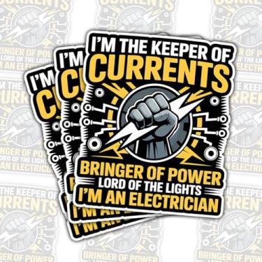 Imagem de 3 adesivos de eletricista Keeper of Currents, decalques divertidos de vinil para capacetes, caixas de ferramentas, laptops, garrafas de água, presentes para trabalhadores elétricos e comerciantes