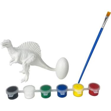 Imagem de Brinquedo para Colorir KIT Dinossauro de Pintar com Tintas e Pincel - 