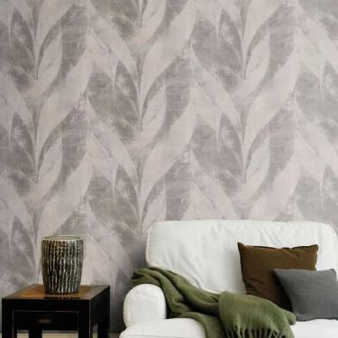 Imagem de Papel de Parede Concrete Folhagem Cinza 520040