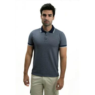 Imagem de Camiseta Masculina Gola Polo Ixória Azul Xadrex Mini Piquet