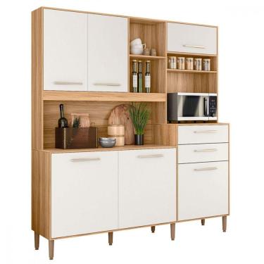 Imagem de Cozinha Compacta Salsa 6 Portas 2 Gavetas Cristal Nicioli Freijó/off White