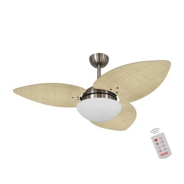 Imagem de Ventilador De Teto Dormamu Bronze 3 Pás Palmae Natural 220V Com Controle