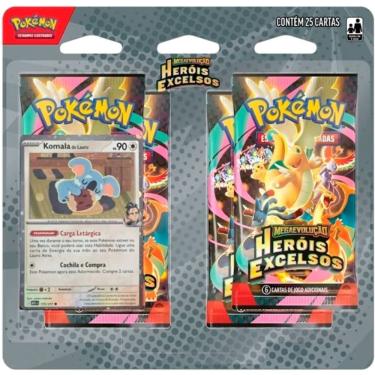 Imagem de Blister Quadruplo Pokémon Me02.5 Herois Excelsos Komala Do Lauro Copag 25 Cartas