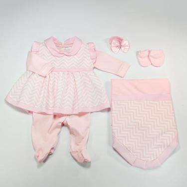 Imagem de saída de maternidade para menina kit saída maternidade 05 peças  saída