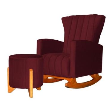 Imagem de Poltrona Com Balanço E Puff Melinda Suede Marsala Ms Decor - Não Infor