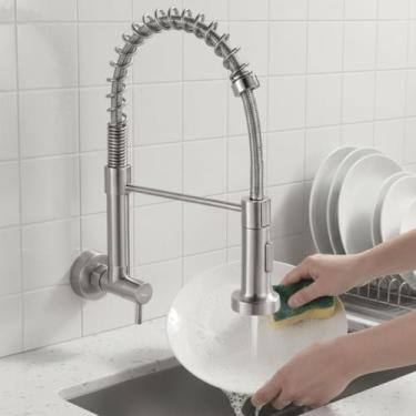 Imagem de Torneira Parede Flexível Mola Industrial Gourmet Cozinha Moderna Água 