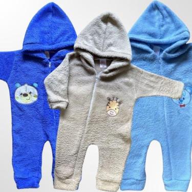 Imagem de Macacão bebe inverno rn soft fleece quentinho com capuz - Jolen Baby, 