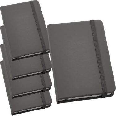 Imagem de Kit 5x Caderneta de Anotações 9x14cm 80 Fls Sem Pauta Cinza - TopGet