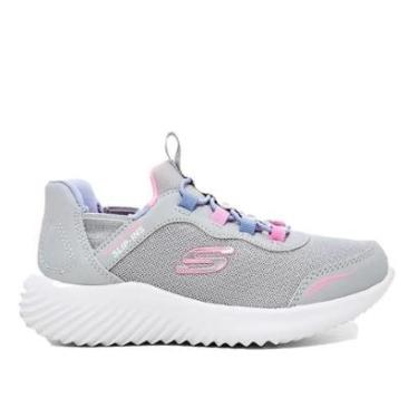 Imagem de Tênis Skechers Bounder Simple Cute Cinza e Lilás Infantil-Unissex