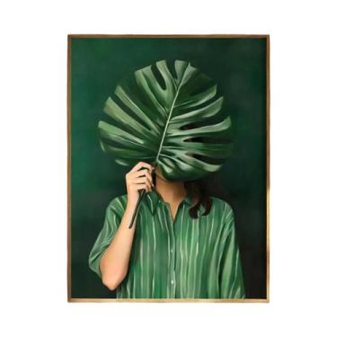 Imagem de Impressão Em Tela Minimalista De Flor Abstrata Verde Para Decoração Mo