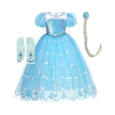 Imagem de Fantasia De Princesa Elsa Para Meninas, Vestido Luxuoso De Casamento C