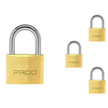 Imagem de 4 Cadeado Pado Tradicional 25mm Latão Maciço Autoblocável