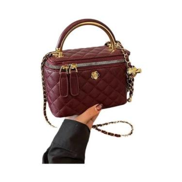 Imagem de Bolsa De Ombro Feminina Grande Capacidade Com Padrão Diamante E Alça A