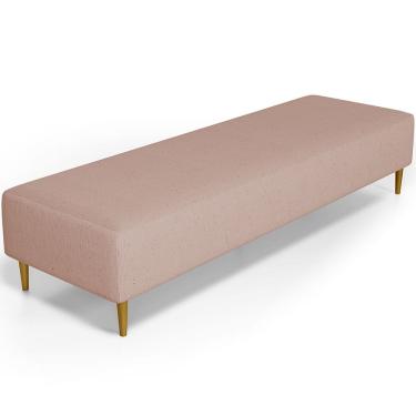Imagem de Puff Decorativo Sala de Estar Bali W01 Pés Palito 210x60cm Linho Rosê - Lyam Decor