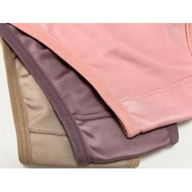 Imagem de Kit Com 3 Calcinhas Tanga Em Microfibra Chocolate Rosa Bege Esbelt Tam