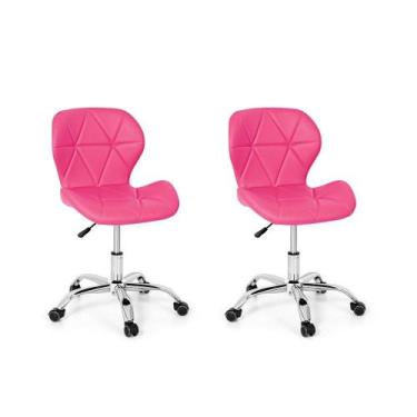 Imagem de Conjunto 2 Cadeiras Office Eiffel Slim Base Giratória Rosa - IMPÉRIO B