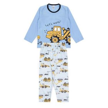 Imagem de Pijama Infantil Masculino Inverno Let's Work - Hey Kids Azul Claro - H