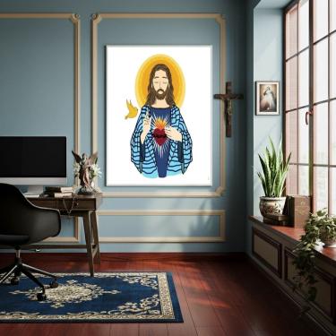 Imagem de Quadro Arte do Sagrado Coração de Jesus - 70x50cm