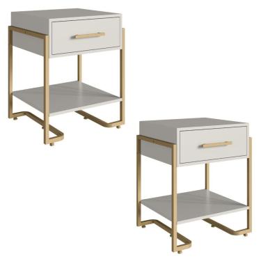 Imagem de Kit 2 Mesas de Cabeceira P1059 49 cm PP Milani Store