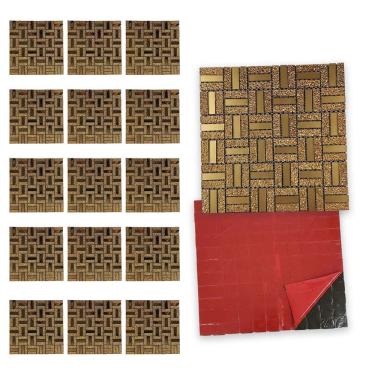 Imagem de Pastilha De Vidro Adesiva Kit 15 Uni Parede Banheiro Cozinha Decorativa Moderna Reforma Requintado Facil Aplicacao