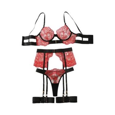 Imagem de Conjunto De Lingerie Transparente Sexy Feminina AVELINE 2025, Quatro P