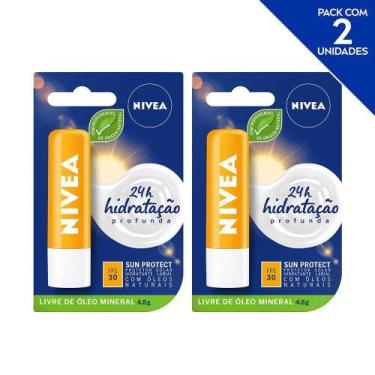 Imagem de Kit Nivea  Protetor Solar Hidratante Labial FPS 30 Sun Protect 4,8 g -