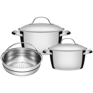 Imagem de Jogo de Panelas Tramontina Allegra em Aço Inox com Fundo Triplo 3 Peça