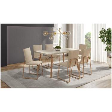 Imagem de Conjunto Jantar Carraro 6 Cadeiras Di Nettuno Petra e Rosê - MÓVEIS CA